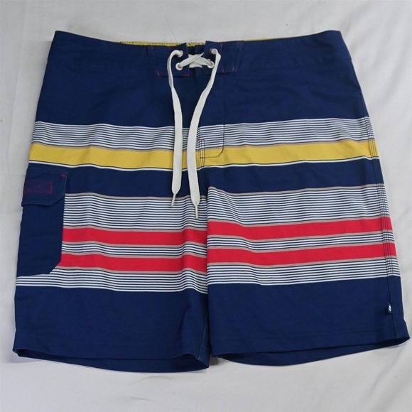 Sperry 36 x‎ 8" Red Blue Stripe Linerless Hybrid Board Shorts - Picture 1 of 5